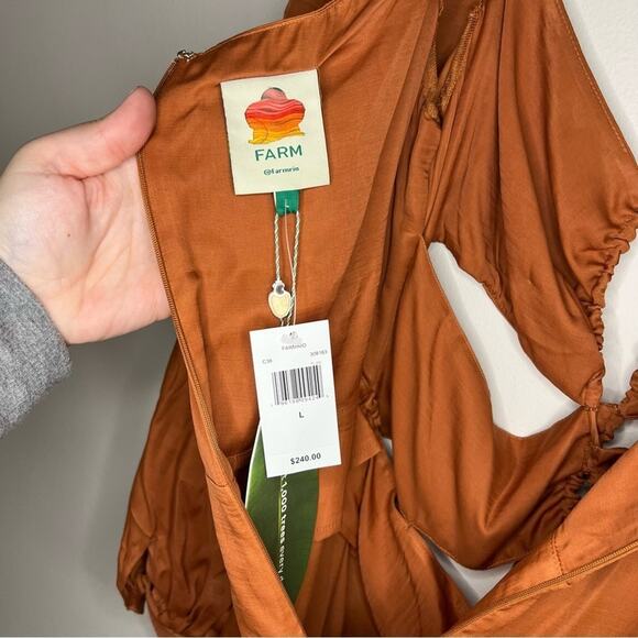 Farm Rio Caramel Cut Out Maxi Dress Size Large - Picture 4 of 8